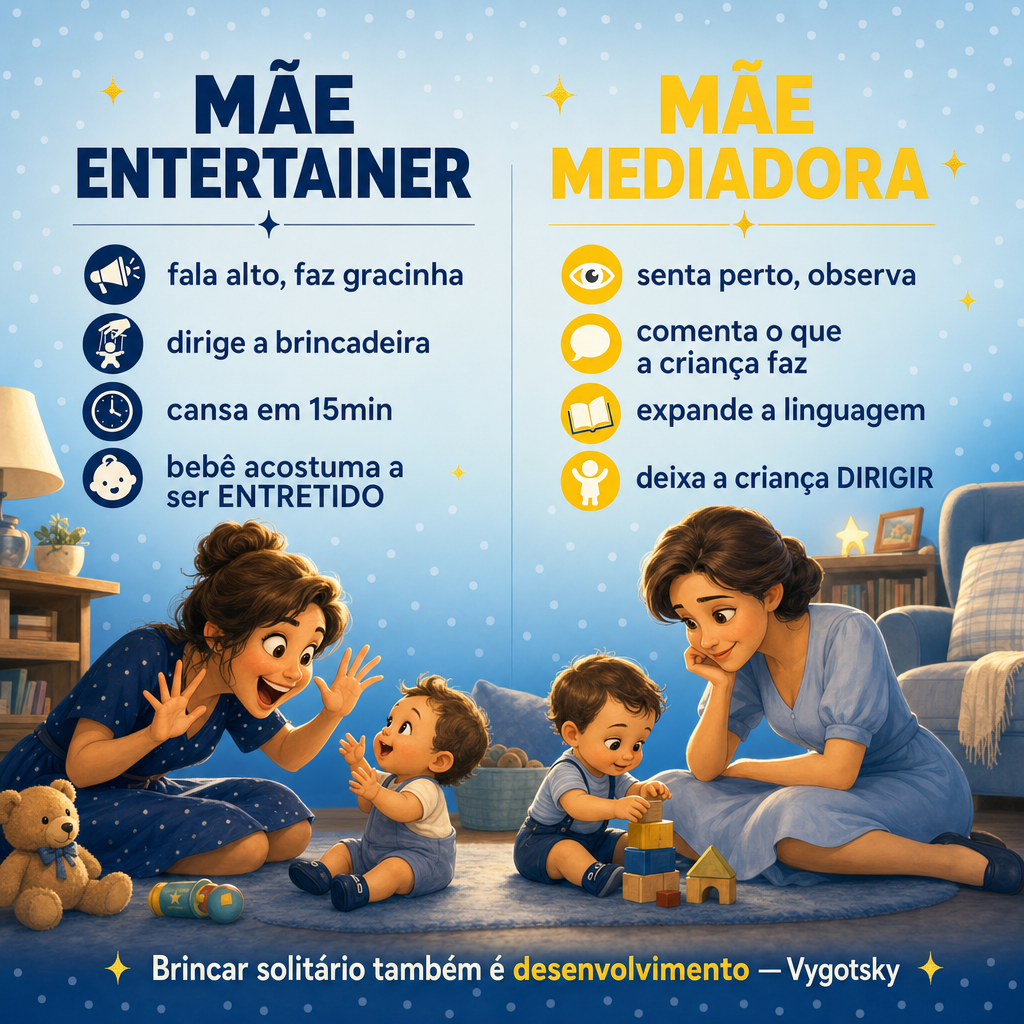 Mãe entertainer vs mãe mediadora — comparativo Vygotsky