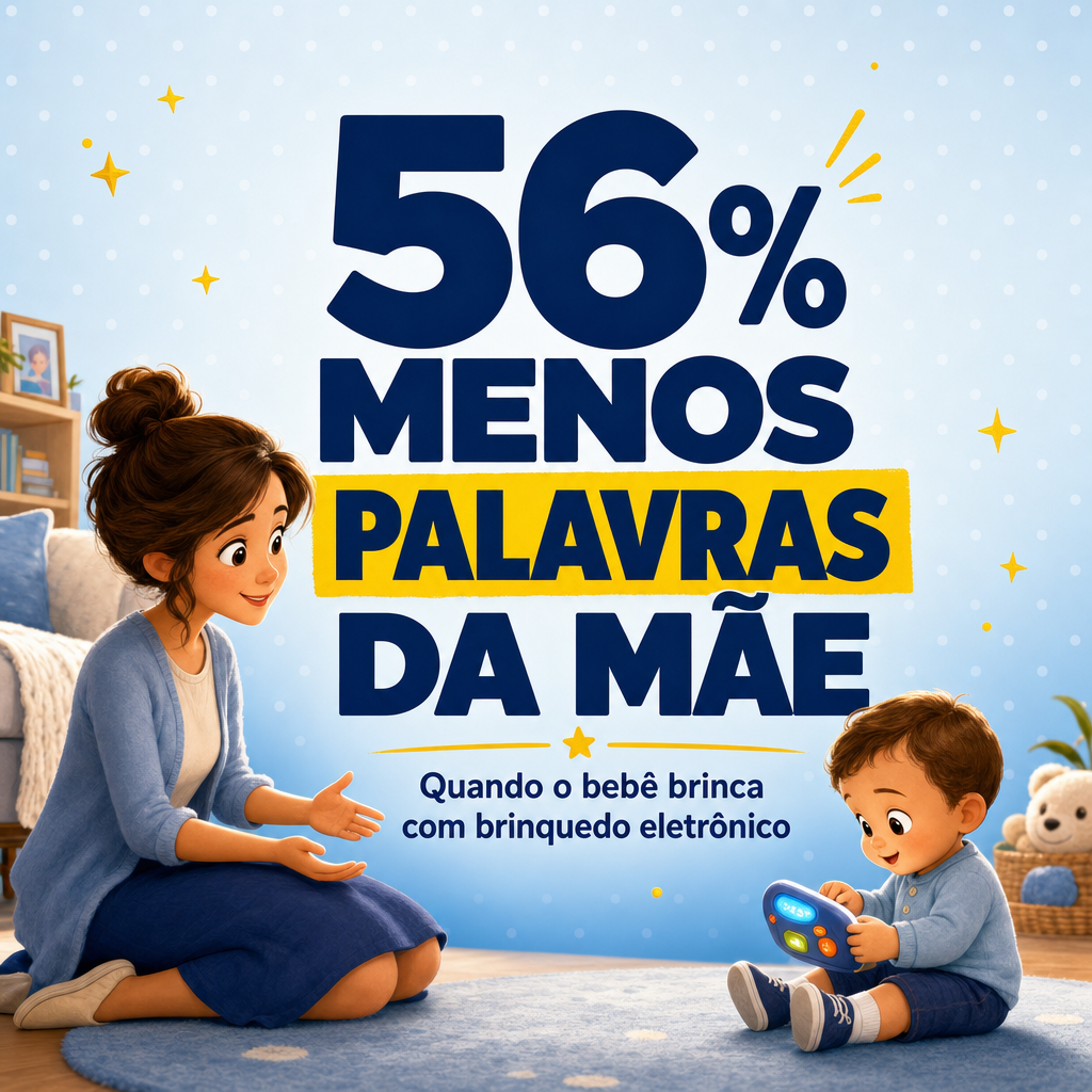 56% menos palavras da mãe — quando o bebê brinca com brinquedo eletrônico