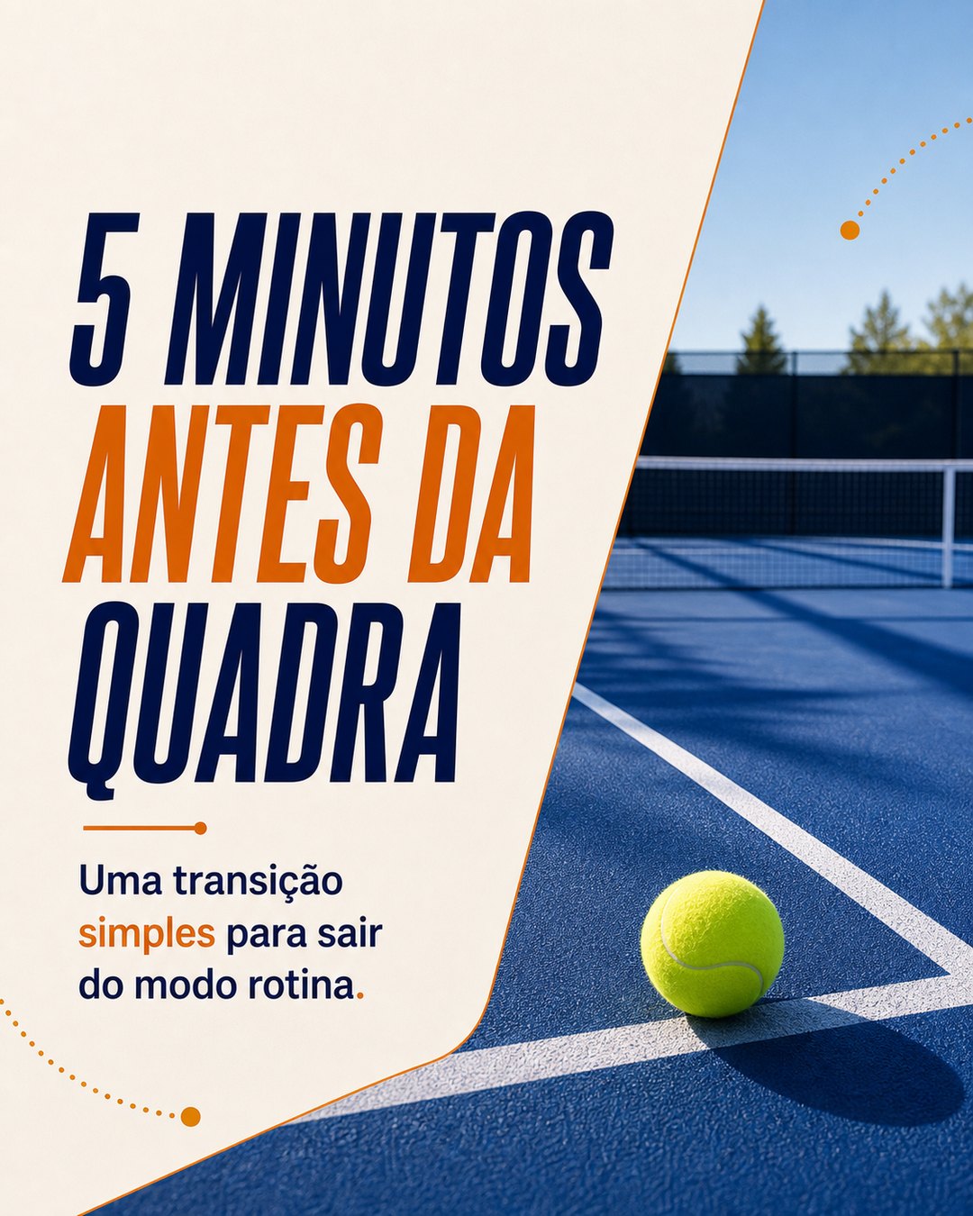 Arte sobre cinco minutos antes da quadra para preparar o corpo do atleta amador.