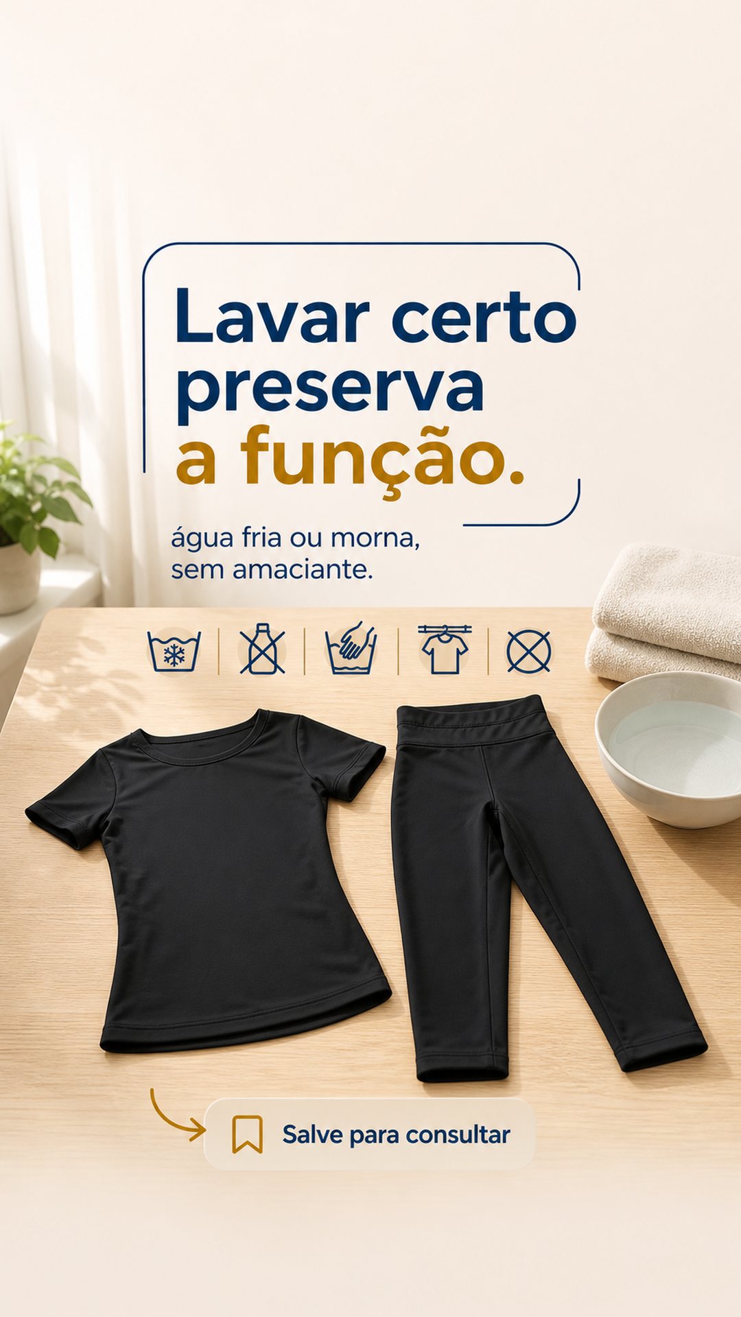 peça ZIG em flat lay com ícones de lavagem