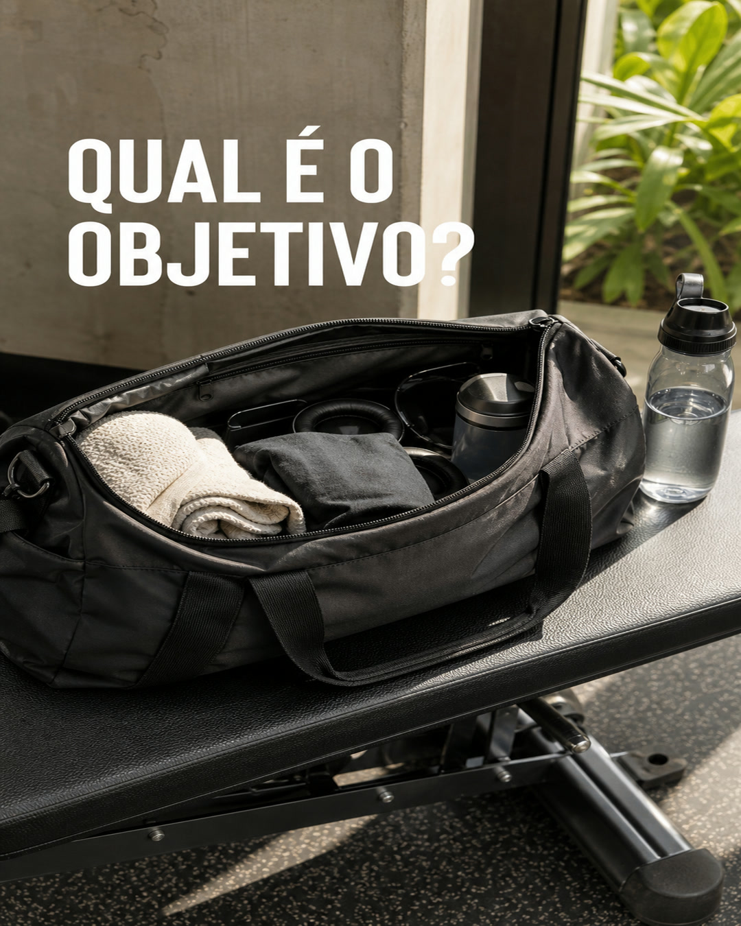 Bolsa e itens esportivos reforçando que ferramenta apoia e critério decide
