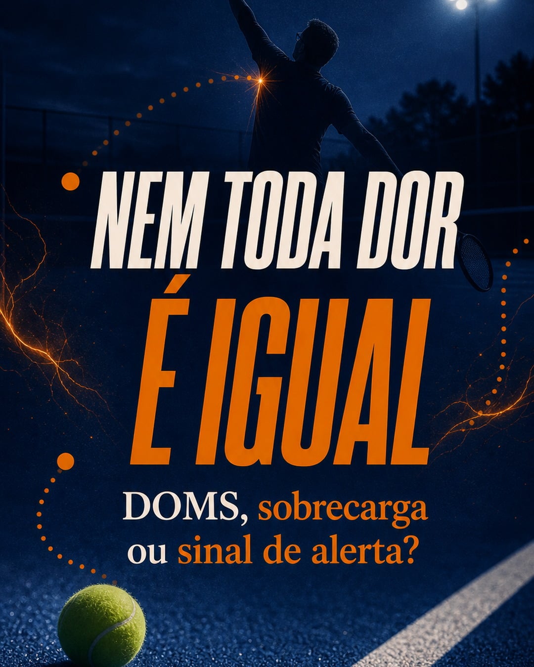 Arte esportiva com a frase nem toda dor é igual, sobre DOMS, sobrecarga ou sinal de alerta.