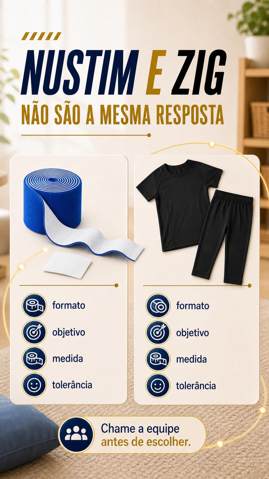 Nustim e ZIG apresentados como recursos diferentes, com objetivos, medidas e tolerâncias próprios.